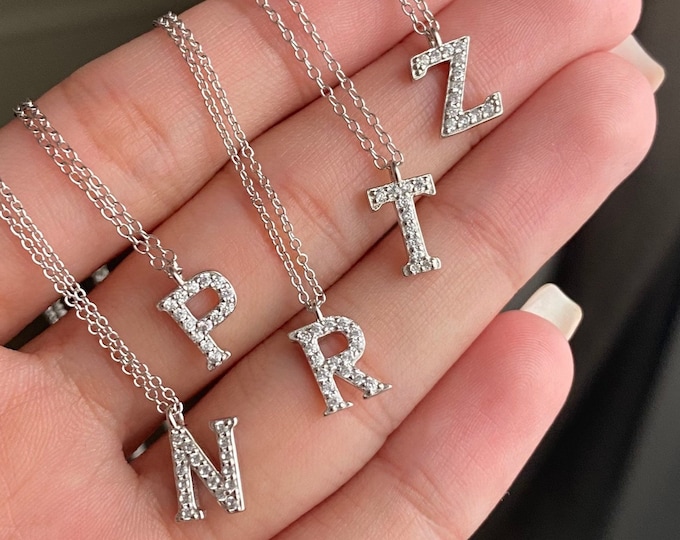 Initial Necklace, Personalized Letter Necklace, silver pendant necklace