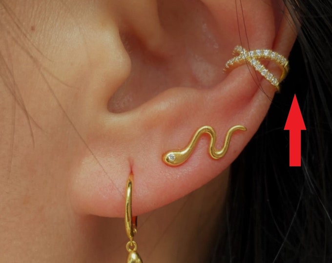Silver ear cuff, ear cuff no piercing, 1 pcs gold ear cuff