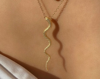 Snake necklace, Snake Pendant Necklace, Statement Snake Charm Necklace, Serpent necklace