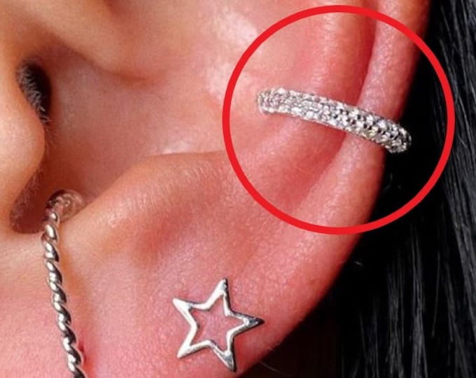 Silver ear cuff, Ear cuff no piercing, Cartilage ear cuff