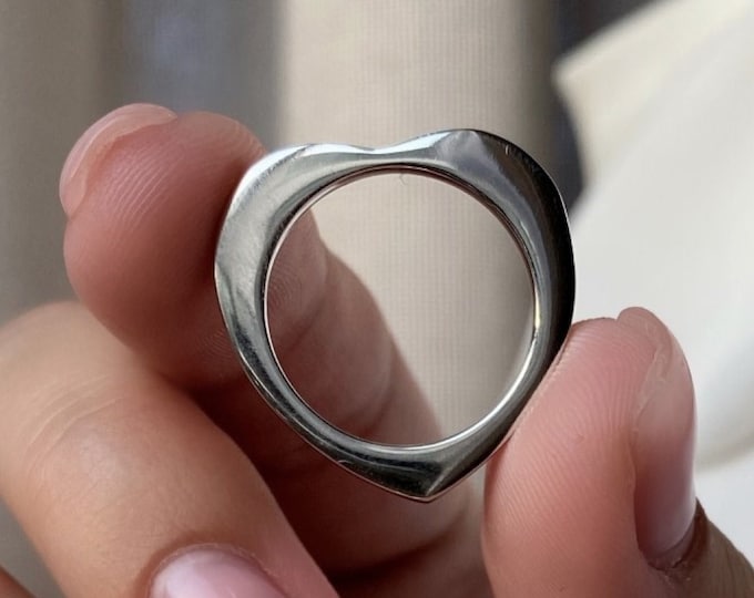 Heart ring, Sterling silver heart ring