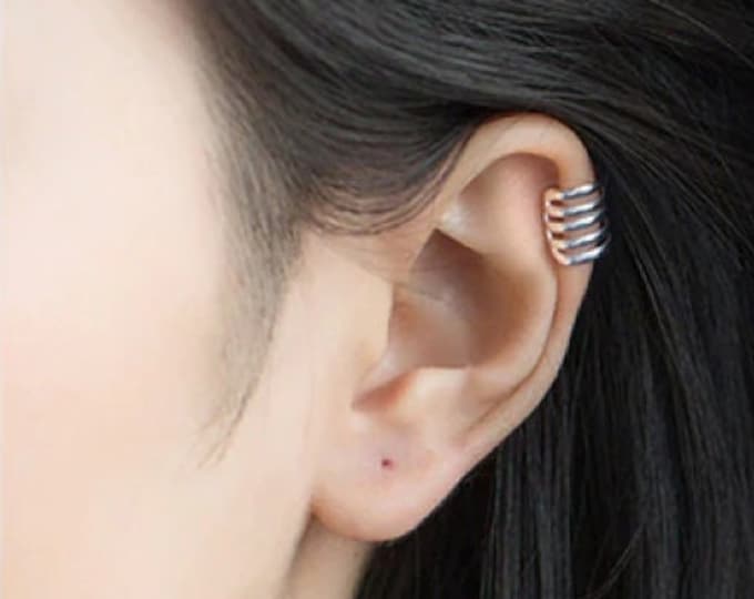 5 Band Ear Cuff, Silver Ear Cuff