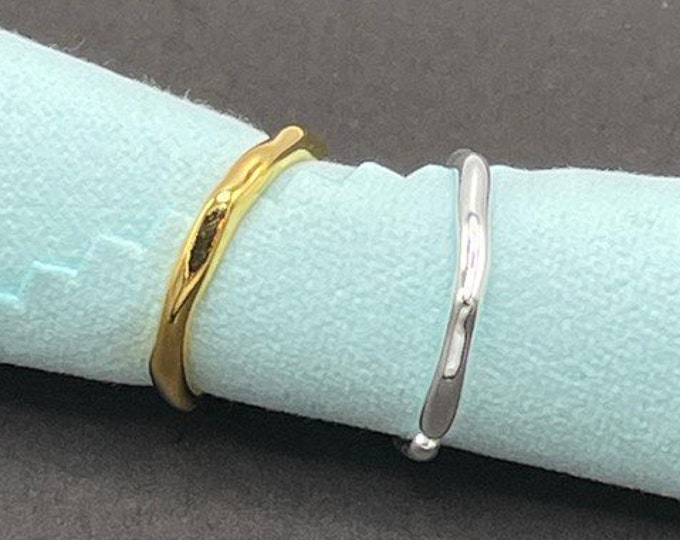 Silver adjustable ring, stackable bone ring, silver bone ring