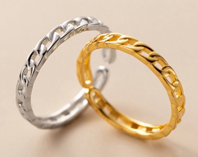 Chain Ring, Adjustable Silver Ring