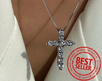 Diamond Cross Necklace - Etsy