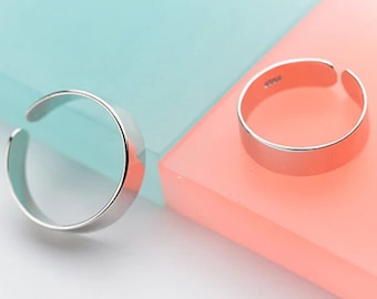 Silver Adjustable RING, Thick Band Ring