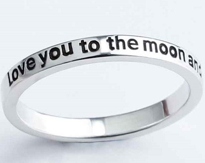 Inspiration ring, Silver ring, Love you to the moon and back