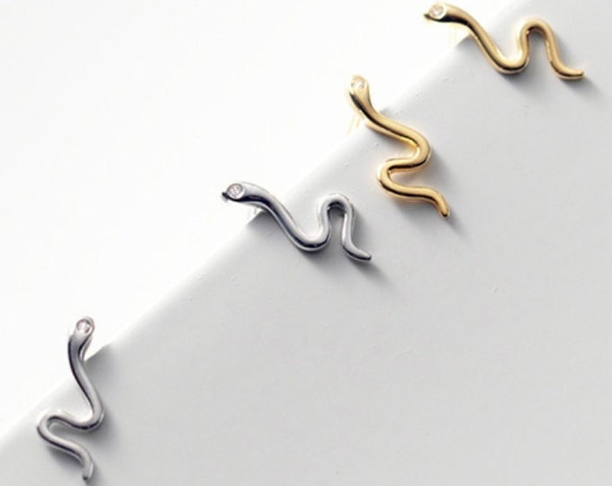 Snake studs earrings, Serpent earrings, Tiny Snake Studs, delicate studs, Gold snake studs