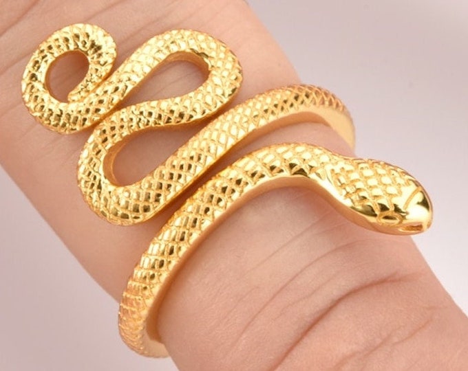 Snake ring, Silver ring, Open ring, Wrap silver ring, Gold snake ring