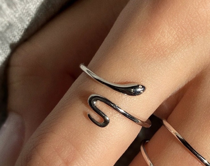 Snake Ring, Wrap silver ring, Adjustable Ring