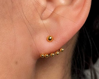 Ear Jacket minimal earrings, Ball-shaped ear jacket earrings, Minimal earrings, Minimal ear jacket, Minimal jewelry