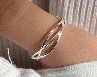 Intertwined wire ring, Sterling Silver Infinity Braid Ring, Open silver ring, Silver adjustable ring, Valentines day gift