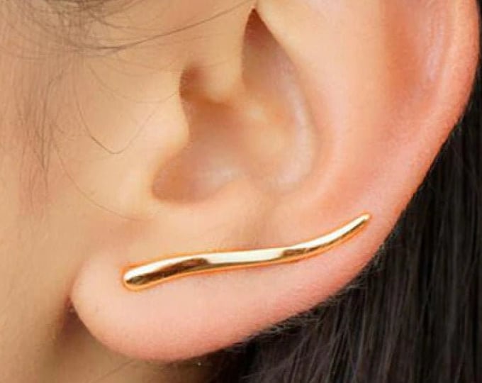 Gold Climbers, Silver Ear Climbers, Long Earrings