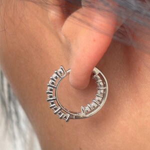 Sterling Silver CZ Huggie Hoop Earrings Set