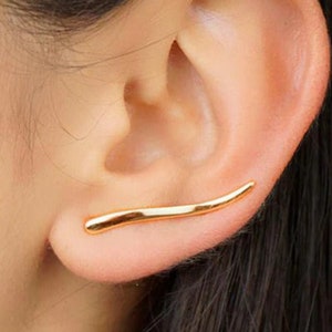 Gold Climbers, Silver Ear Climbers, Long Earrings