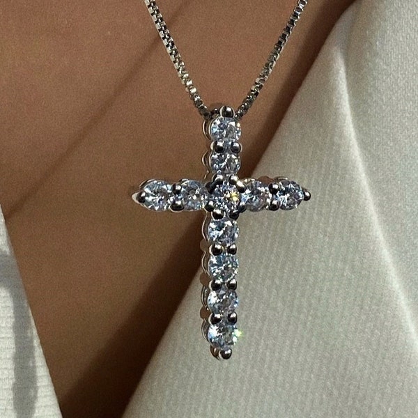 Diamond Cross Necklace - Etsy