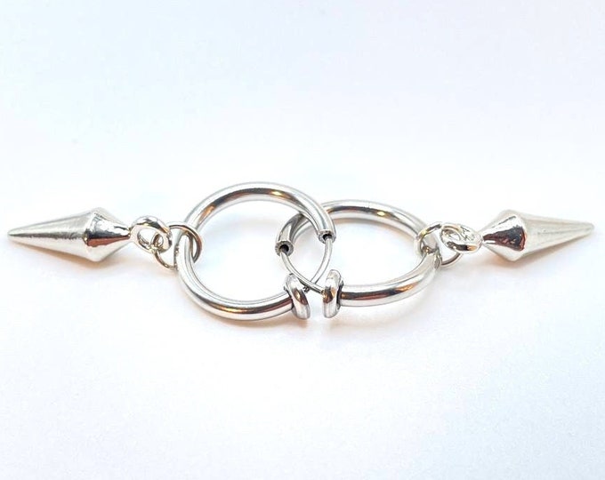 Hoop Earrings, Clip on Earrings, Dangle Drop Earrings, Spike Earring Huggies