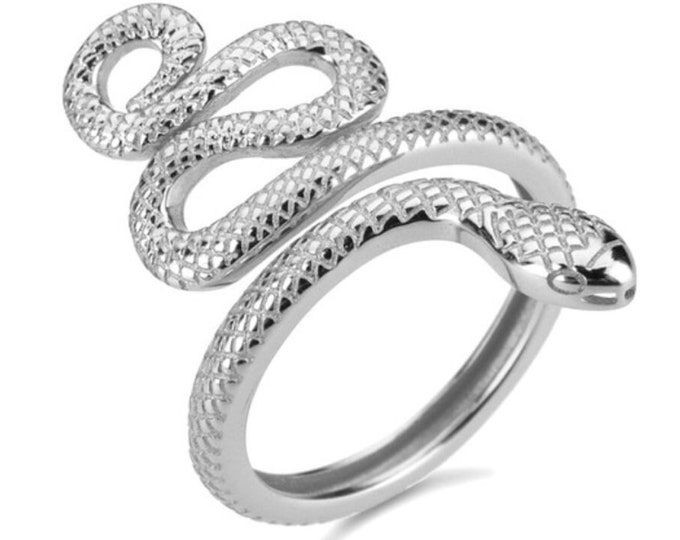 Open snake ring, Wrap silver ring