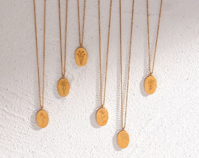 Birth Flower Necklace, Birth Month Necklace, Zodiac Necklace