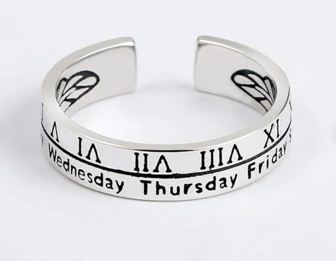 Weekdays Ring Roman Numeral Ring: Adjustable Silver Days of the Week Ring - Etsy