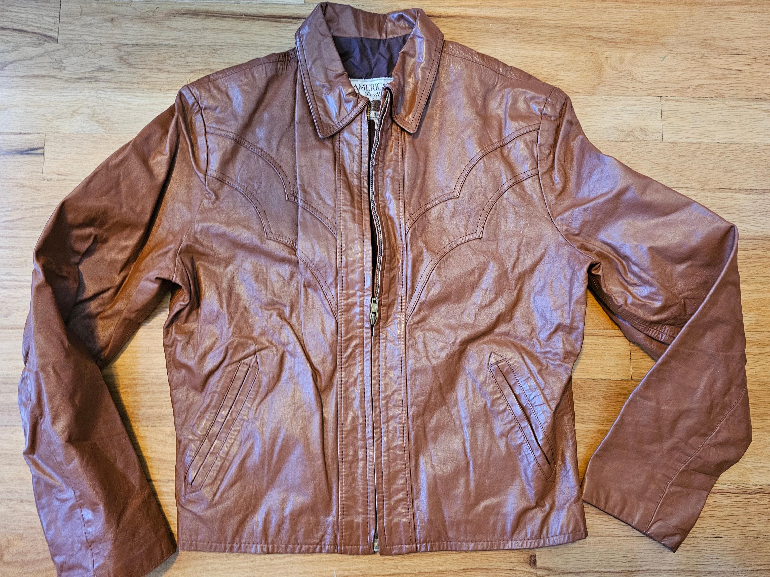 70s Scalloped Leather Jacket - Etsy