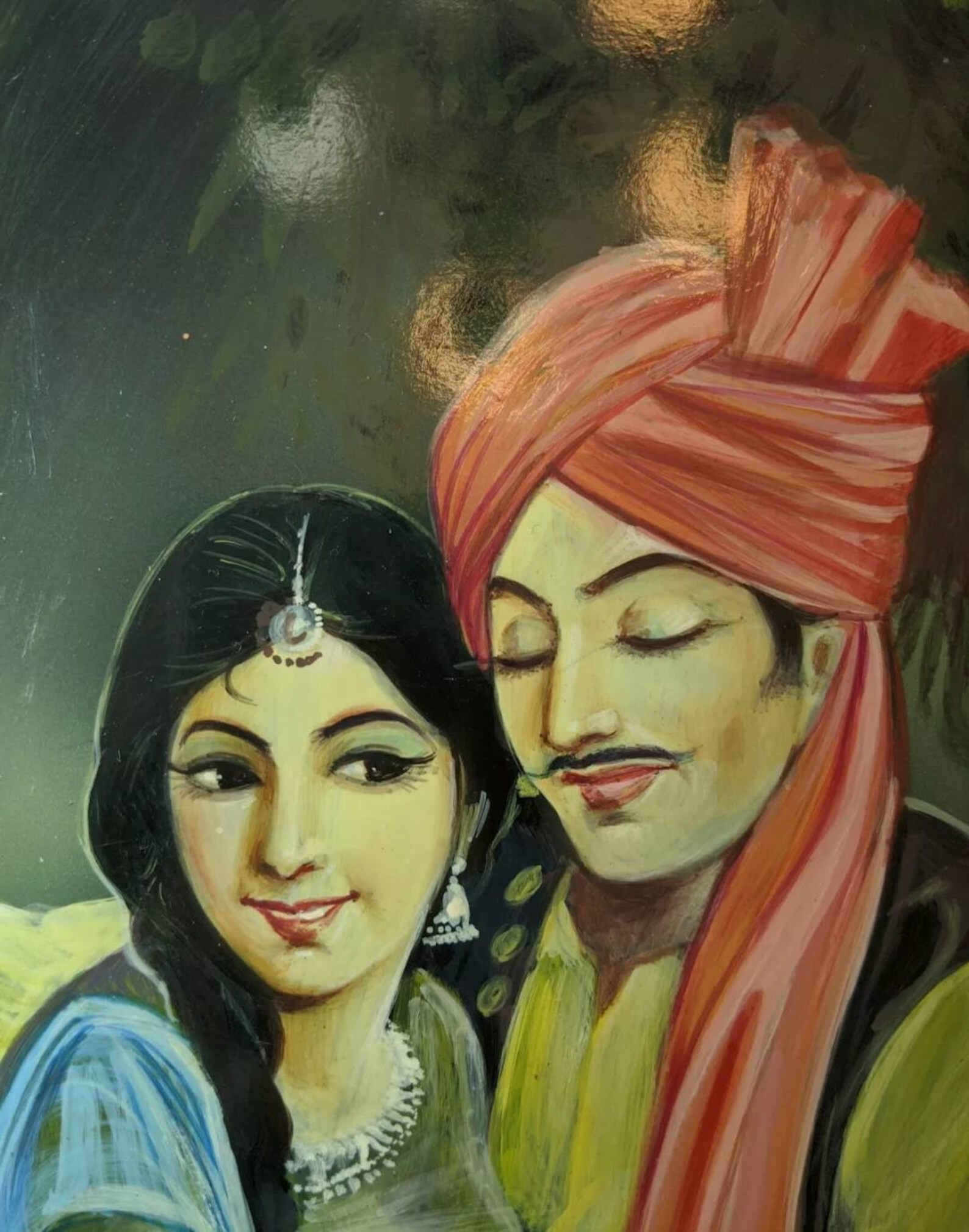 Unique India Indian Painting Portrait Man and Woman Artwork Home Decor Art Etsy Nederland