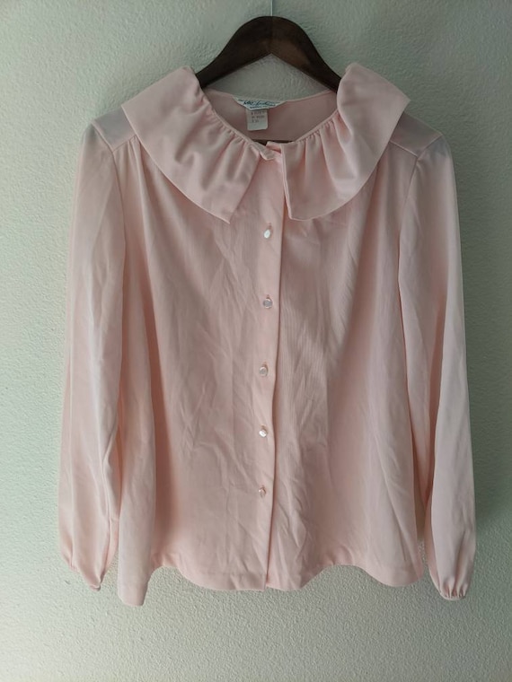 NPC Fashions Vintage Polyester Pink Blouse Sz 38