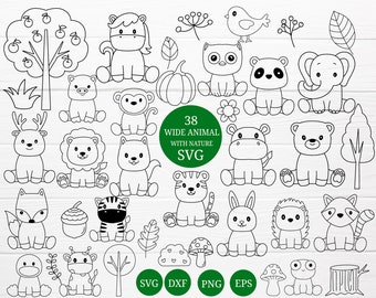 38 Jungle Animals Bundle SVG For Cut File,Jungle animals, Clipart ,animal hand drawn style,svg,dxf,png,eps, for cricut Silhouette,Cameo,