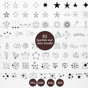 85 glitters en sterren bundelen SVG voor gesneden bestand, dxf, png, eps, voor de Cricut, silhouet, digitale download