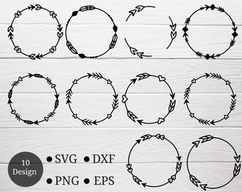 Arrow Circle SVG For cut file Arrows with hearts for cricut Monogram frame,Arrow border,T shirt, Valentine Silhouette, Cameo,