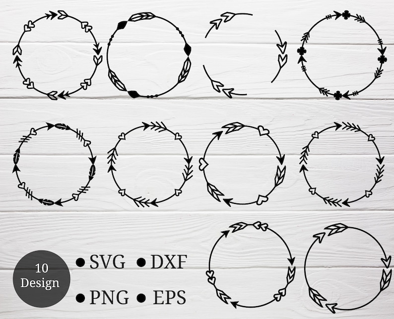 Arrow Circle SVG for Cut File Arrows With Hearts for Cricut - Etsy