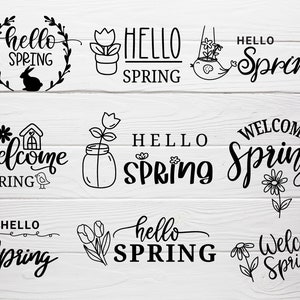 Bonjour printemps Bundle svg couper fichier, Bienvenue printemps svg, dxf, png, svg de Pâques, svg de fleurs, pour cricut