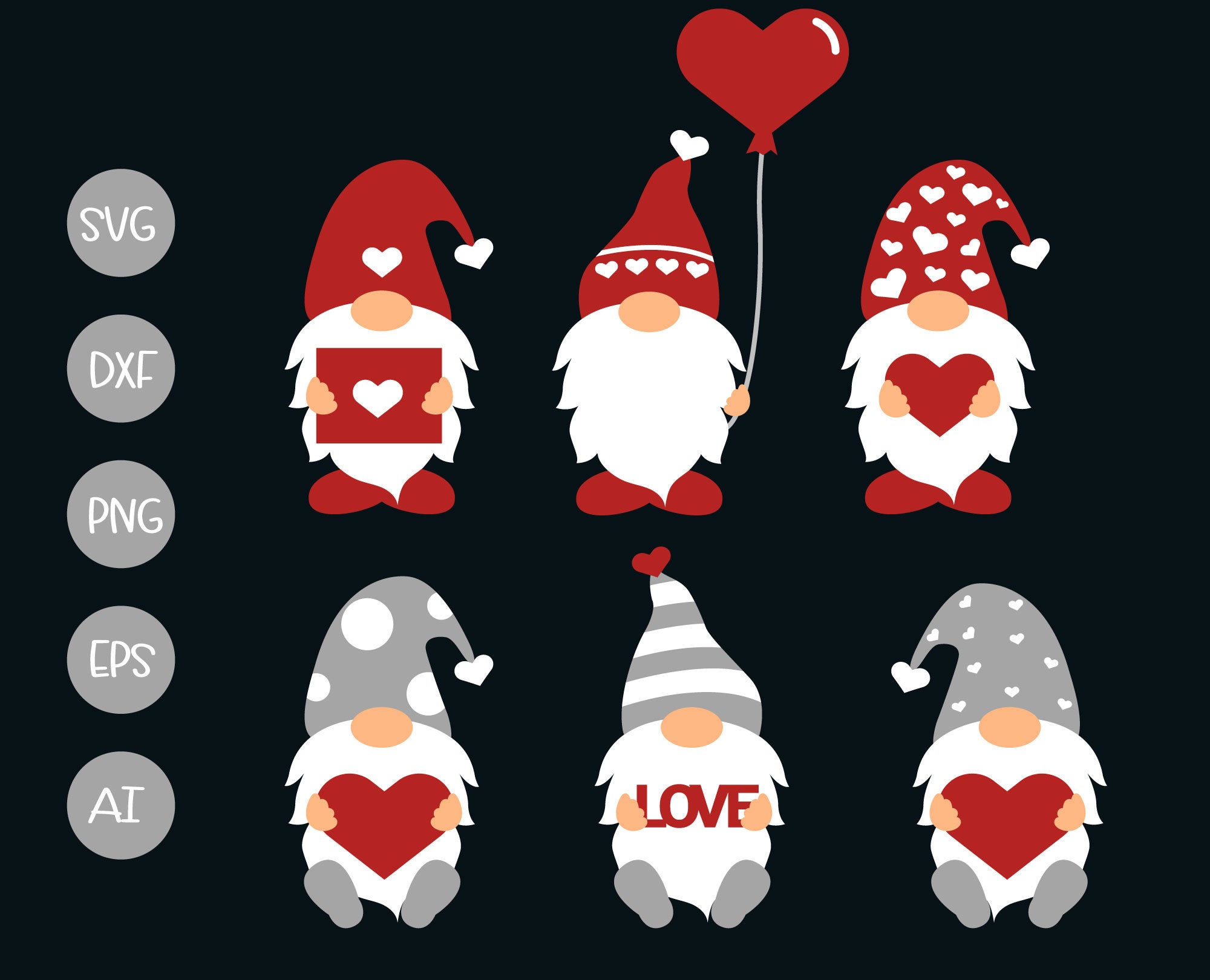 Valentine gnomes svg Bundle gnomes svg cut file heart svg | Etsy