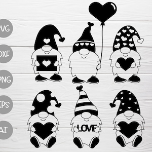 Valentine gnomes svg Bundle, gnomes svg cut file, heart svg, valentine svg, svg for CriCut silhouette, gnomes dxf,png,