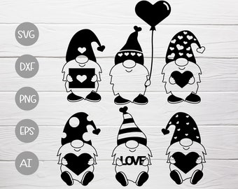 Valentine Gnome svg Bundle, Gnome svg geschnitten Datei, Herz svg, valentine svg, svg für CriCut Silhouette, Gnome Dxf,png,