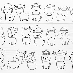 20 Santa Dog For Christmas Cartoon Bundle SVG For Cut file, animal hand drawn,charector ,cute cat, doodle,for cricut Silhouette,Cameo