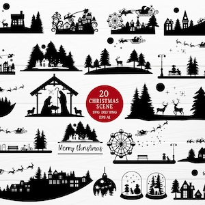 kerst svg bundel gesneden bestand kerstboom, hert, l kerst clipart, svg, dxf, png, tekenfilm, svg, dxf, png, eps, voor de cricut Silhouette, Cameo