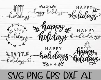 happy holidays svg bundle, happy holidays dxf, Christmas Sign Cut File, cricut,