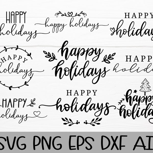 happy holidays svg bundle, happy holidays dxf, Christmas Sign Cut File, cricut,