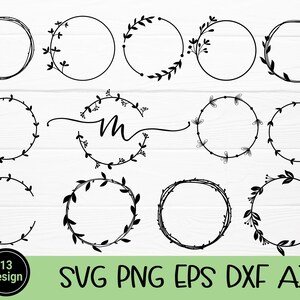 13 Border Blume mit Schriftarten Bundle SVG, Hochzeit Schriftarten SVG, Blumenkranz SVG-Dateien für Cricut