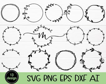 13 Border flower with Fonts Bundle SVG, Wedding Fonts SVG, Floral Wreath SVG Files for Cricut