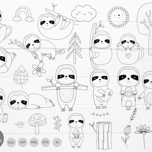 30 Sloth animals cartoon bundle svg, for cut file,clipart, wild, animal hand drawn style,svg,dxf,png,eps, for cricut Silhouette,Cameo