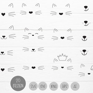 20 Cat,Dog Face svg bundle for cut file, cartoon, kawaii, For Cut file, animal hand drawn style,svg,dxf,png,eps, for cricut Silhouette,Cameo
