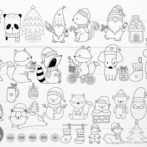 30 Christmas Bundle SVG For Cut File,Animal, Christmas Tree,ornaments Doodle,hand drawn,Cartoon, svg,dxf,png,eps, cricut Silhouette,Cameo