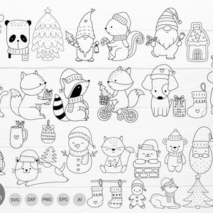 30 Christmas Bundle SVG For Cut File,Animal, Christmas Tree,ornaments Doodle,hand drawn,Cartoon, svg,dxf,png,eps, cricut Silhouette,Cameo