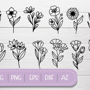 Pacote de flores SVG, Pacote de flores png, Arquivo de corte de flores, Arquivo dxf do pacote de flores, arquivo eps, arquivo ai para cricut