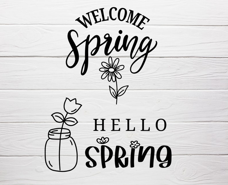 Download Hello Spring Bundle svg Cut fileWelcome Spring svg dxf | Etsy