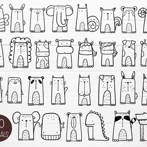 30 Animals Bundle SVG For Cut file, animal hand drawn style,svg,dxf,png,eps, for cricut Silhouette,Cameo,