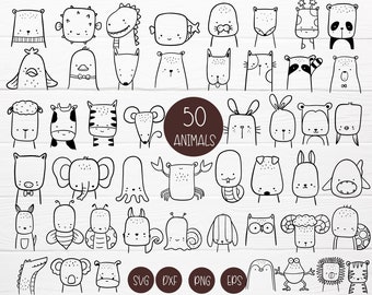 Könnte beinhalten: Ein Set mit 50 Schwarzweiß-Zeichnungen verschiedener Tiere. Die Tiere sind in einem einfachen, cartoonartigen Stil gezeichnet. Das Set enthält Tiere wie einen Bären, eine Katze, einen Hund, ein Kaninchen, einen Vogel, einen Fisch, eine Schildkröte, einen Frosch, eine Schlange, eine Spinne, eine Biene, einen Schmetterling, einen Marienkäfer, eine Schnecke, einen Wurm, einen Pilz, eine Blume, einen Baum, eine Sonne, einen Mond, einen Stern, eine Wolke, ein Herz, ein Lächeln, eine Träne, ein Fragezeichen, ein Ausrufezeichen, eine Zahl, einen Buchstaben, eine Form und ein Symbol.