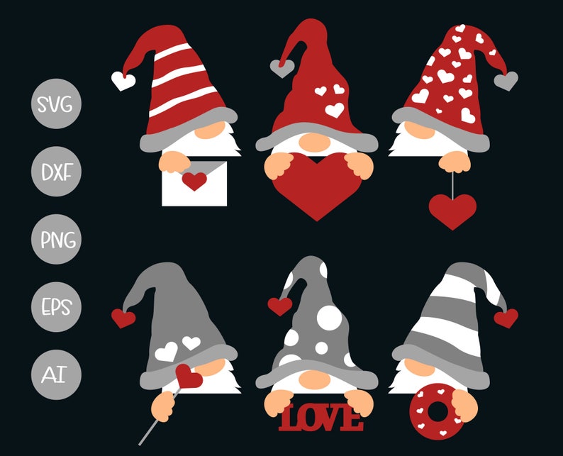 Valentine gnomes svg Bundle gnomes svg cut file heart svg | Etsy